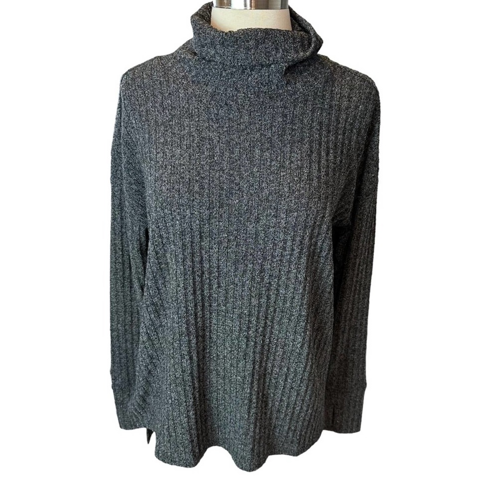 Athleta Sweater Womens Cowl Neck Stretch Soft Long Sleeve Ribbed Gray Medium
